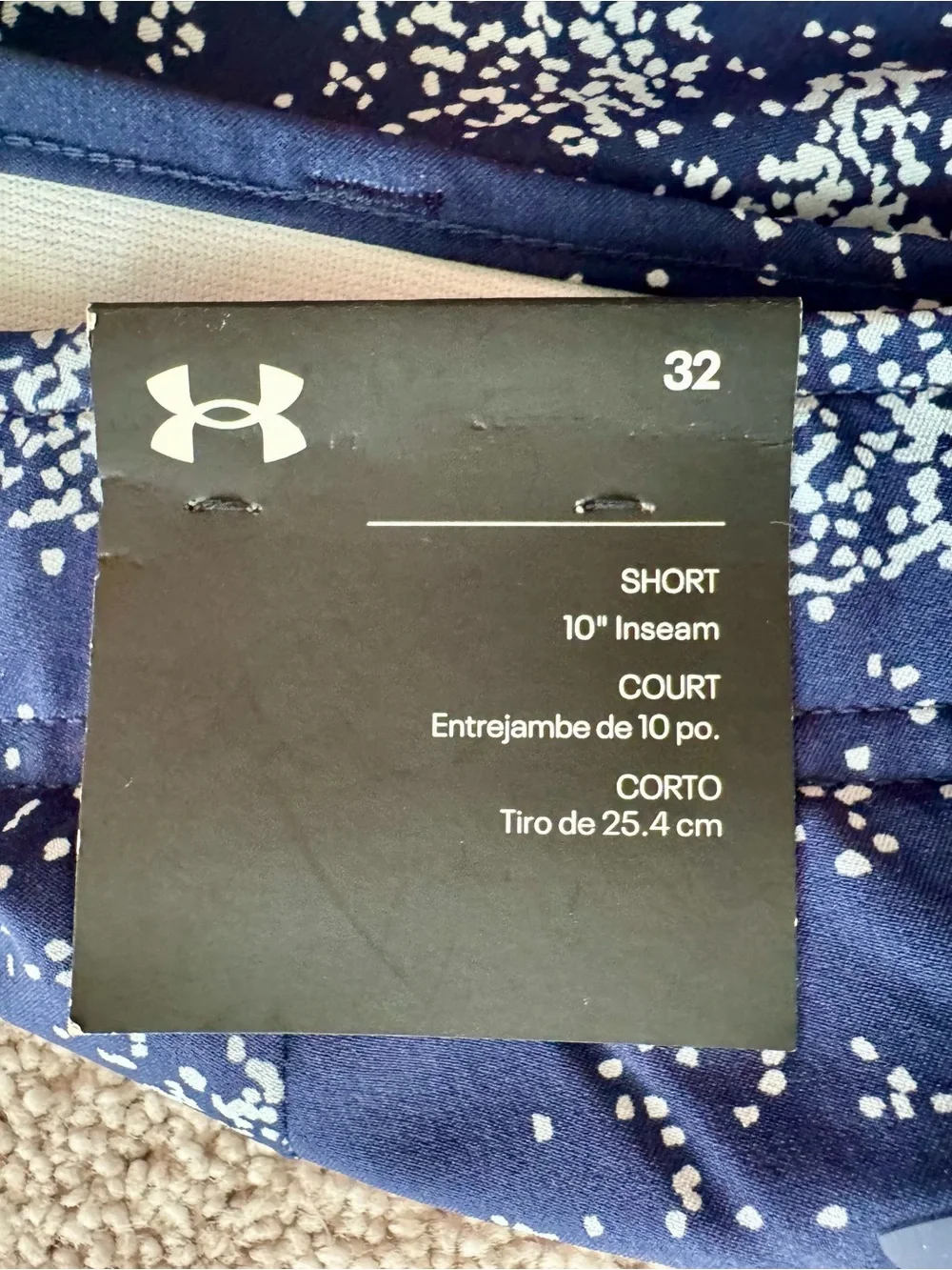 Under Armour Golf Printed Shorts. Size 32. Dark Blue Speckled. 10in Inseam. NWT